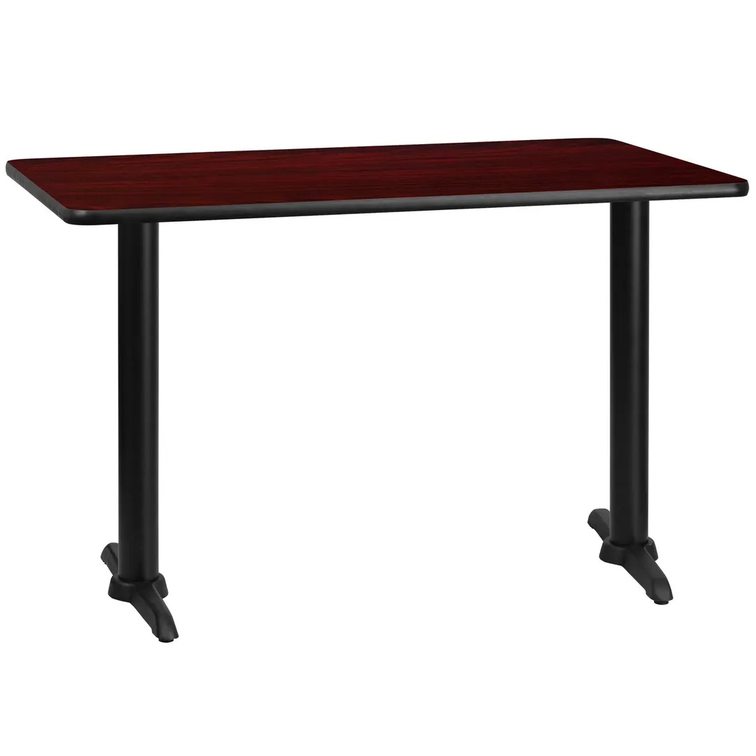Flash Furniture XU-MAHTB-3048-T0522-GG 48"W Rectangular Dining Table, Mahogany Finish, PVC Edge, Pedestal Base