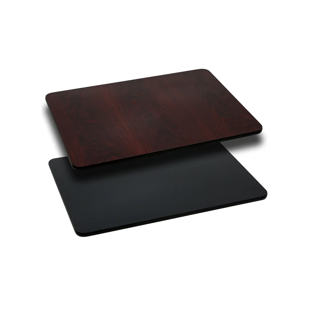 Flash Furniture XU-MBT-2430-GG Rectangular Laminate Table Top, 30"W x 24"D, Black/Mahogany Finish, T-Mold Edge