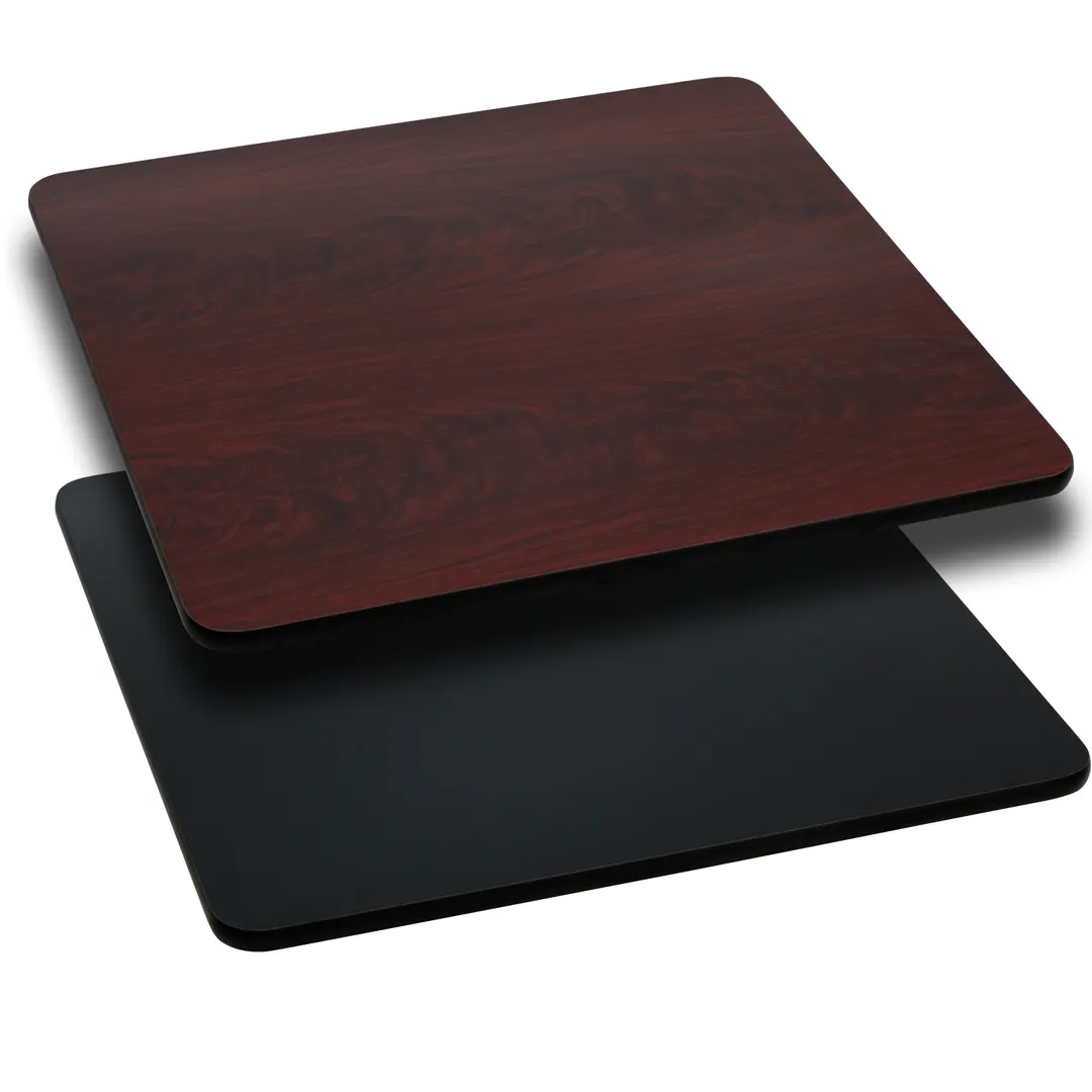 Flash Furniture XU-MBT-4242-GG 42x42 Square Laminate Table Top, Reversible Black/Mahogany