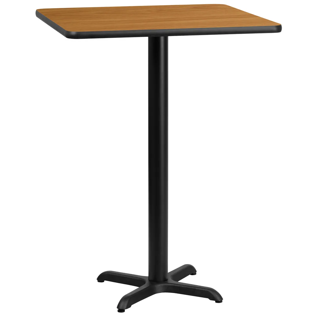Flash Furniture XU-NATTB-2424-T2222B-GG 24" Square Bar Height Table, Natural Laminate, Black PVC Edge, 43-1/8"H