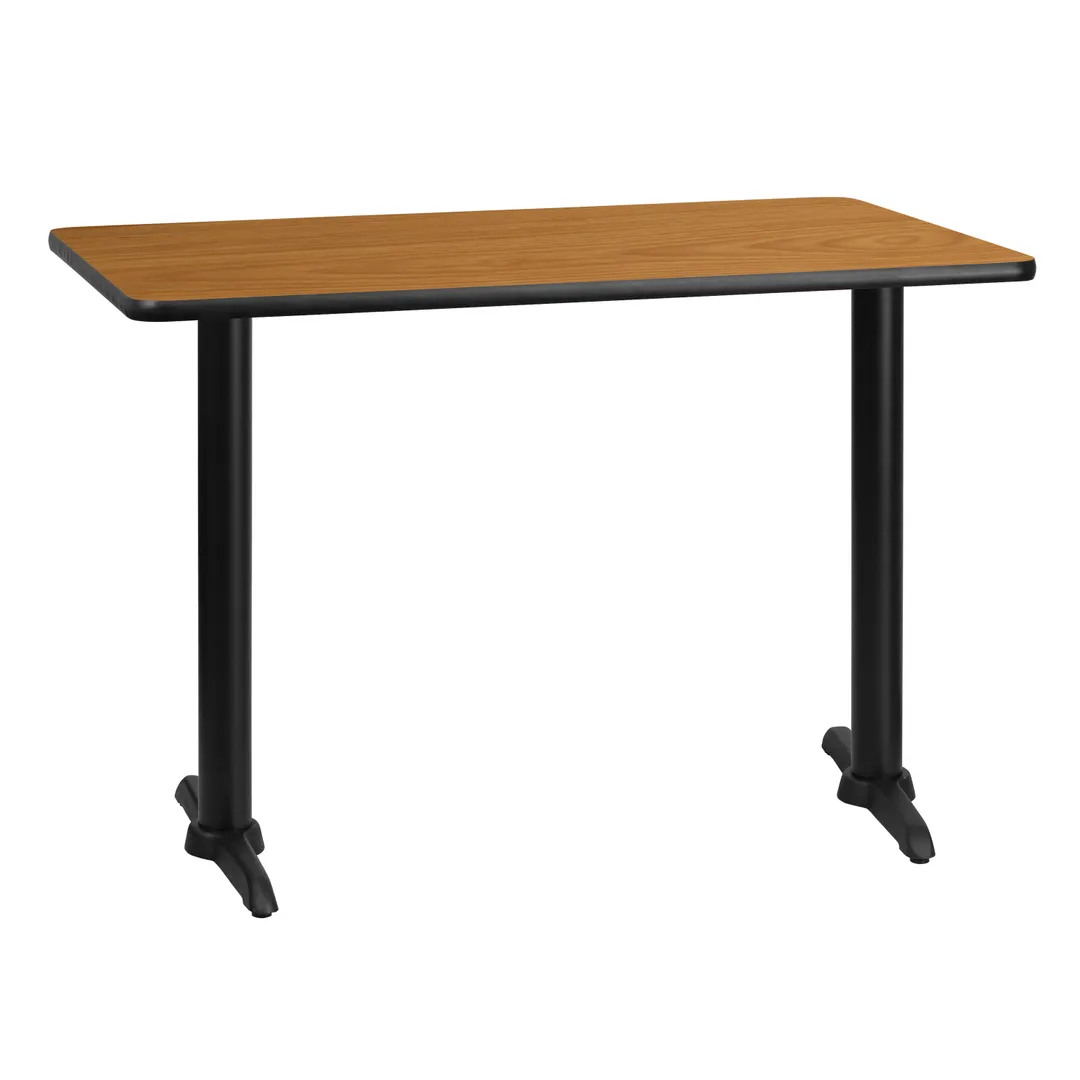 Flash Furniture XU-NATTB-3042-T0522-GG 42"W x 30"D Rectangular Dining Table, MDF Top, Natural Finish, Black PVC Edge