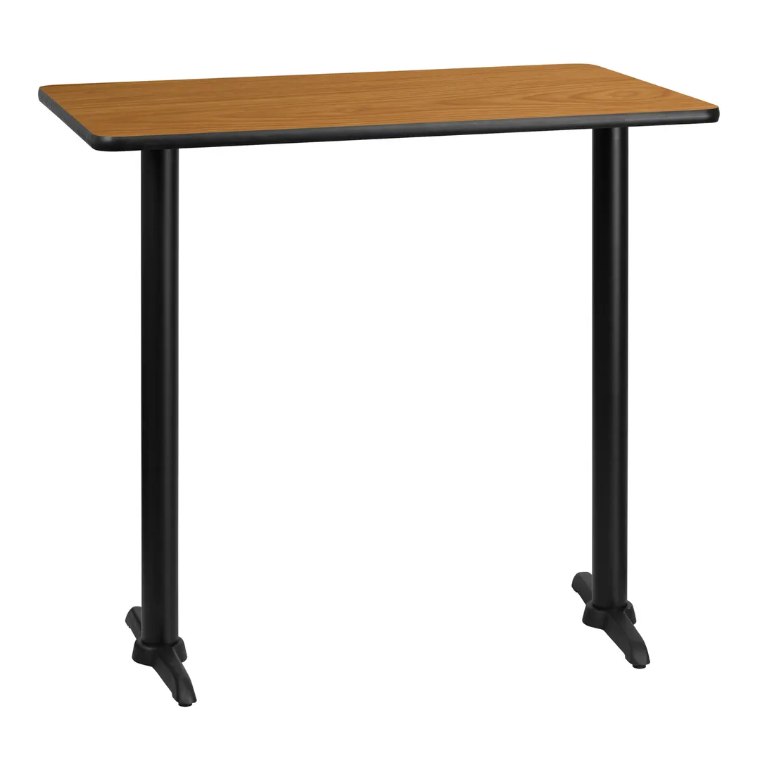 Flash Furniture XU-NATTB-3042-T0522B-GG 42"W Bar Height Rectangular Table, Natural Laminate, Black PVC Edge, 30"D x 43-1/8"H