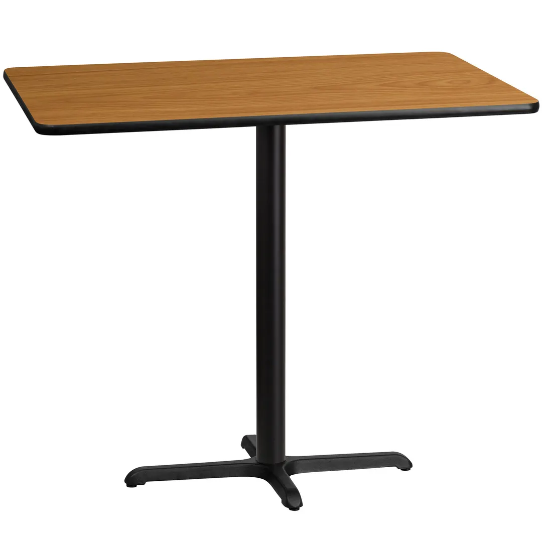 Flash Furniture XU-NATTB-3048-T2230B-GG 48" Rectangular Bar Height Table, Natural Laminate, Black PVC Edge, 30"D x 43-1/8"H