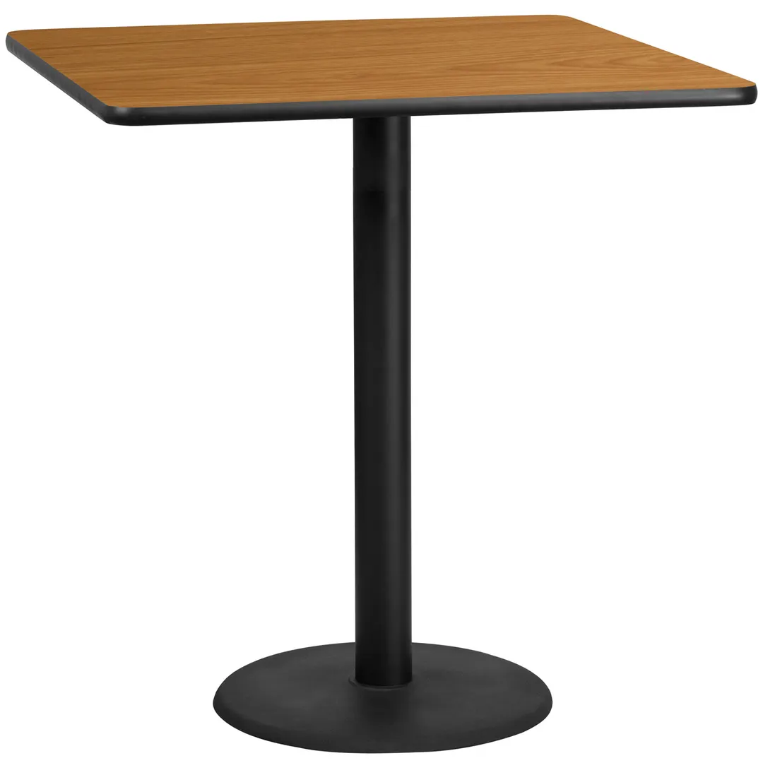 Flash Furniture XU-NATTB-4242-TR24B-GG 42x42 Square Bar Height Table, Natural Laminate, 43-1/8H, MDF Top, Black PVC Edge