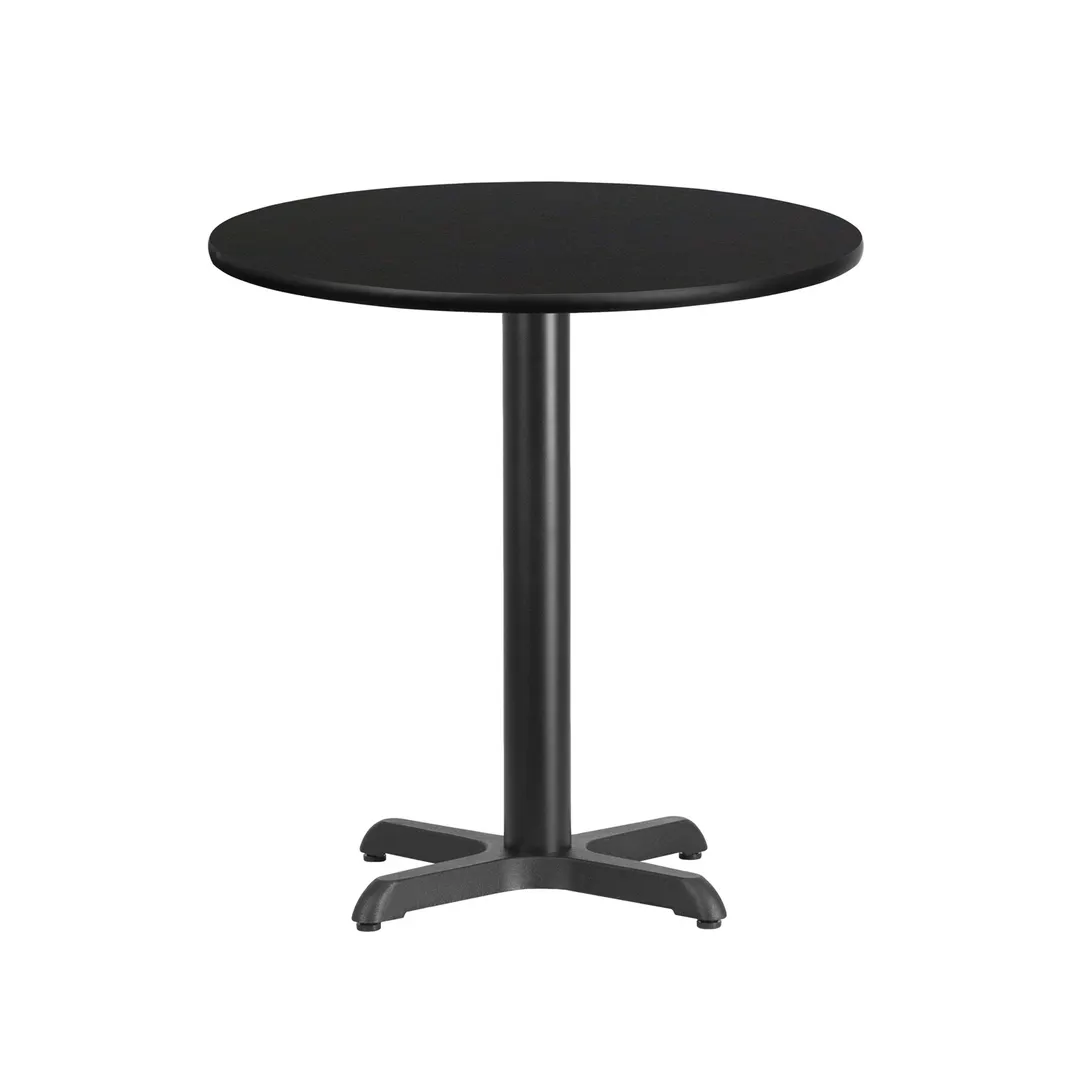 Flash Furniture XU-RD-24-BLKTB-T2222-GG 24" Round Black Laminate Dining Table, Pedestal Base, MDF Top, 31-1/8"H