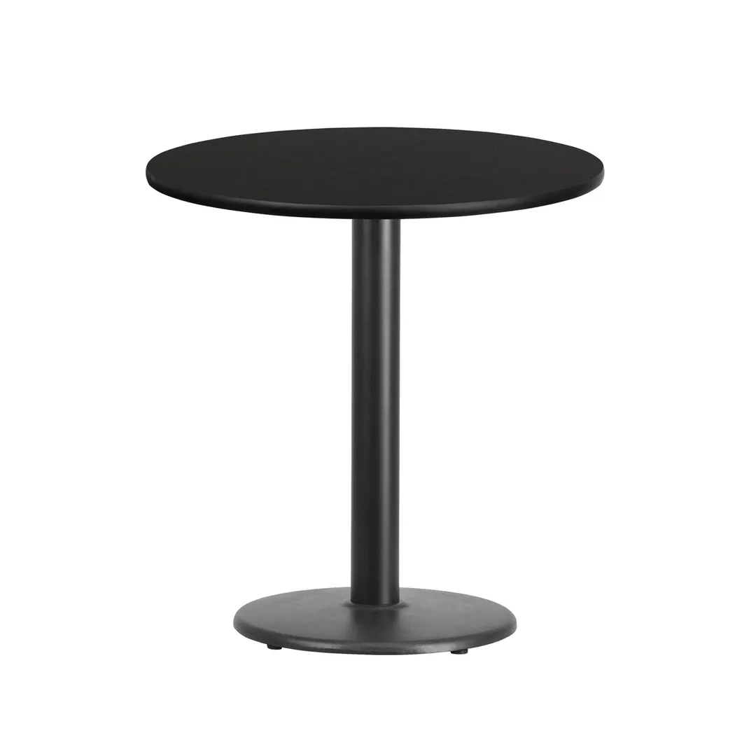 Flash Furniture XU-RD-24-BLKTB-TR18-GG 24" Round Black Laminate Dining Table, Pedestal Base, 31.1"H