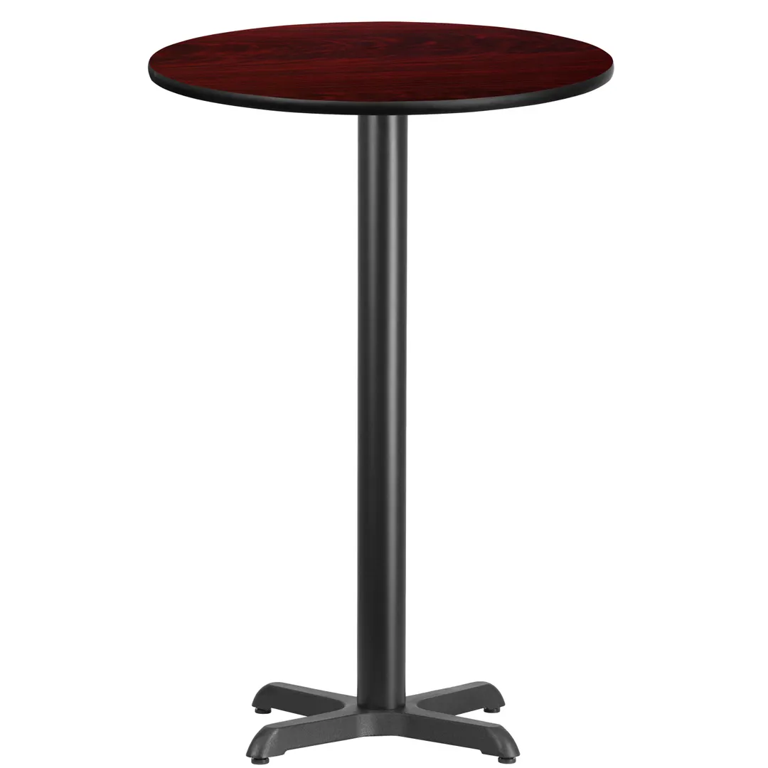 Flash Furniture XU-RD-24-MAHTB-T2222B-GG 24" Round Bar Height Table, Mahogany Laminate, Black PVC Edge, 43-1/8"H