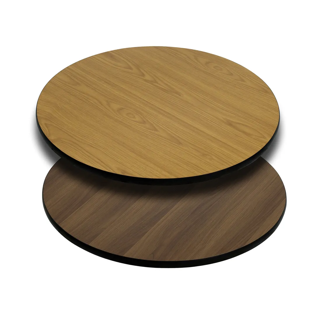 Flash Furniture XU-RD-30-WNT-GG 30" Round Laminate Table Top, Reversible Natural/Walnut Finish, T-Mold Edge