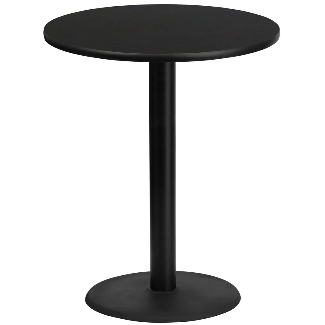 Flash Furniture XU-RD-36-BLKTB-TR24B-GG 36" Round Bar Height Table, Black Laminate Top, PVC Edge, 24" Round Base