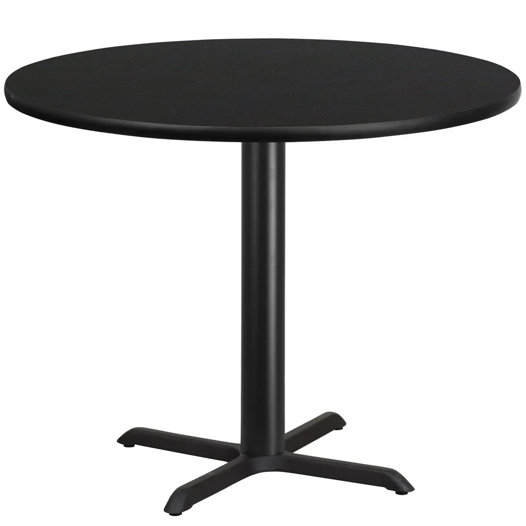 Flash Furniture XU-RD-42-BLKTB-T3333-GG 42" Round Black Laminate Dining Table, Pedestal Base, 31-1/8"H