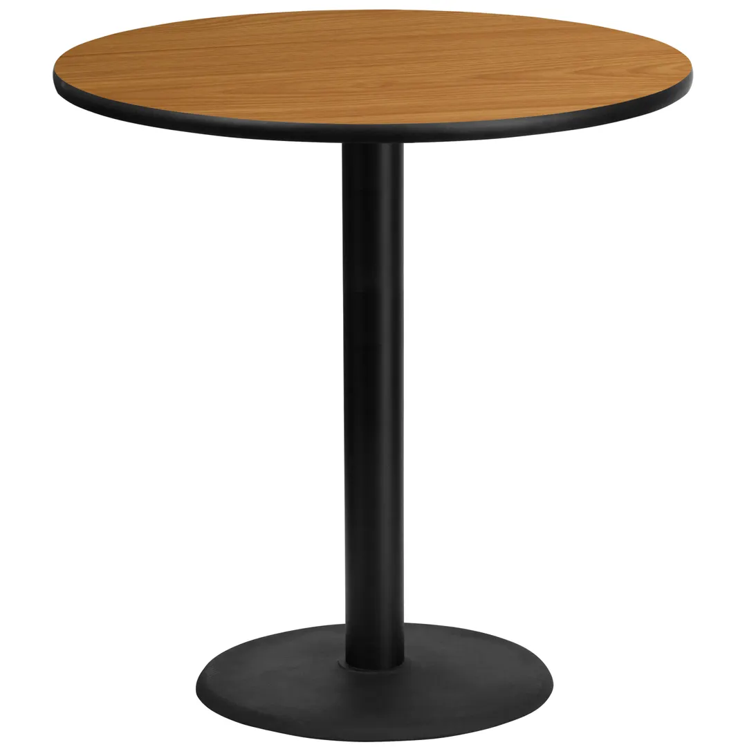 Flash Furniture XU-RD-42-NATTB-TR24B-GG 42" Round Bar Height Table, Natural Laminate Finish, 43-1/8"H