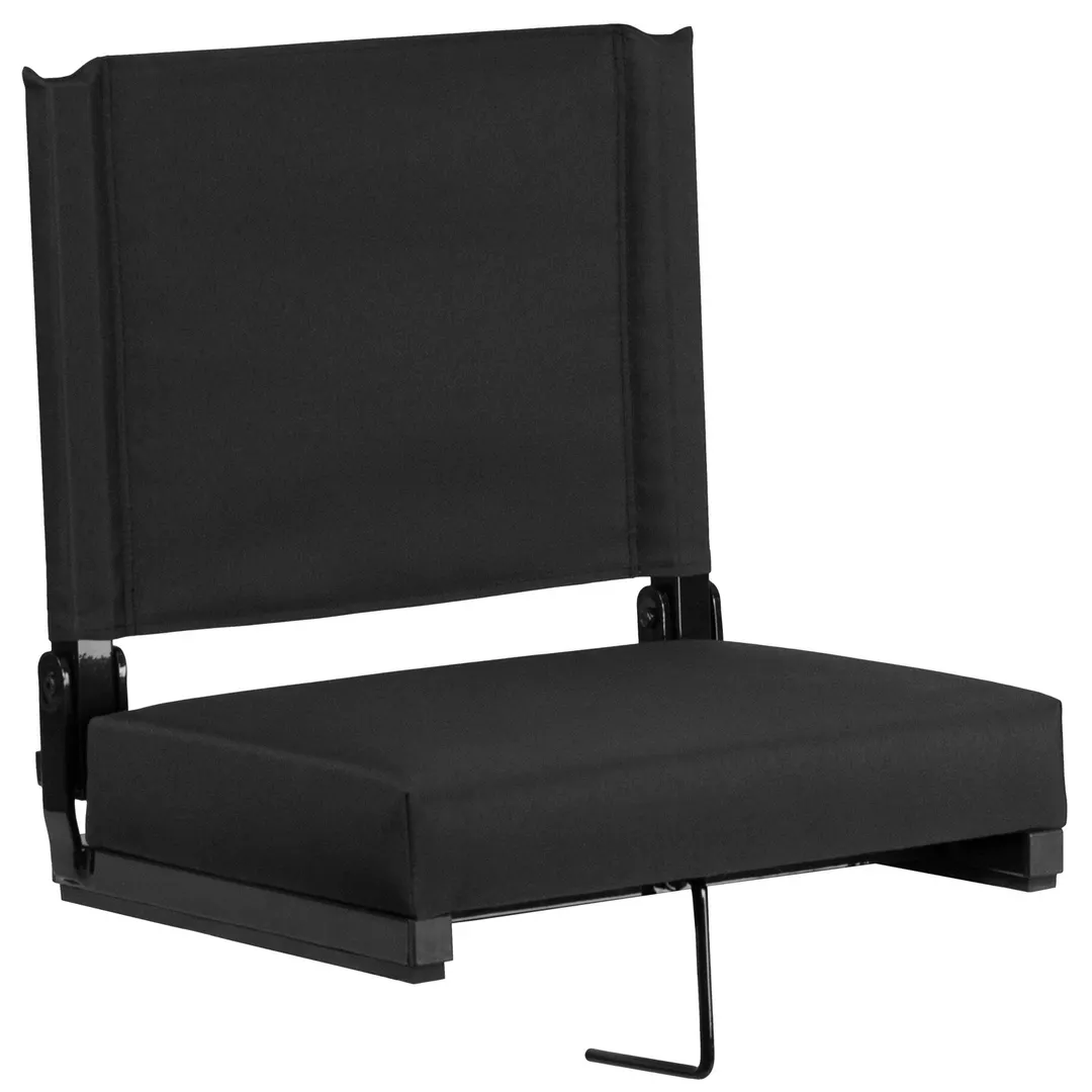 Flash Furniture XU-STA-BK-GG Folding Chair, 500 lbs, Black Aluminum Frame, Fabric Seat & Back, CA117 Foam