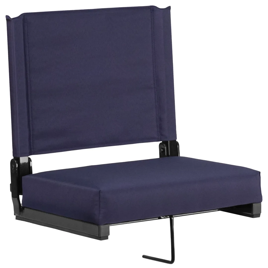 Flash Furniture XU-STA-NVY-GG Folding Chair, Navy Blue Canvas, 500 lb, Aluminum Frame, Handle, Hook, Rubber