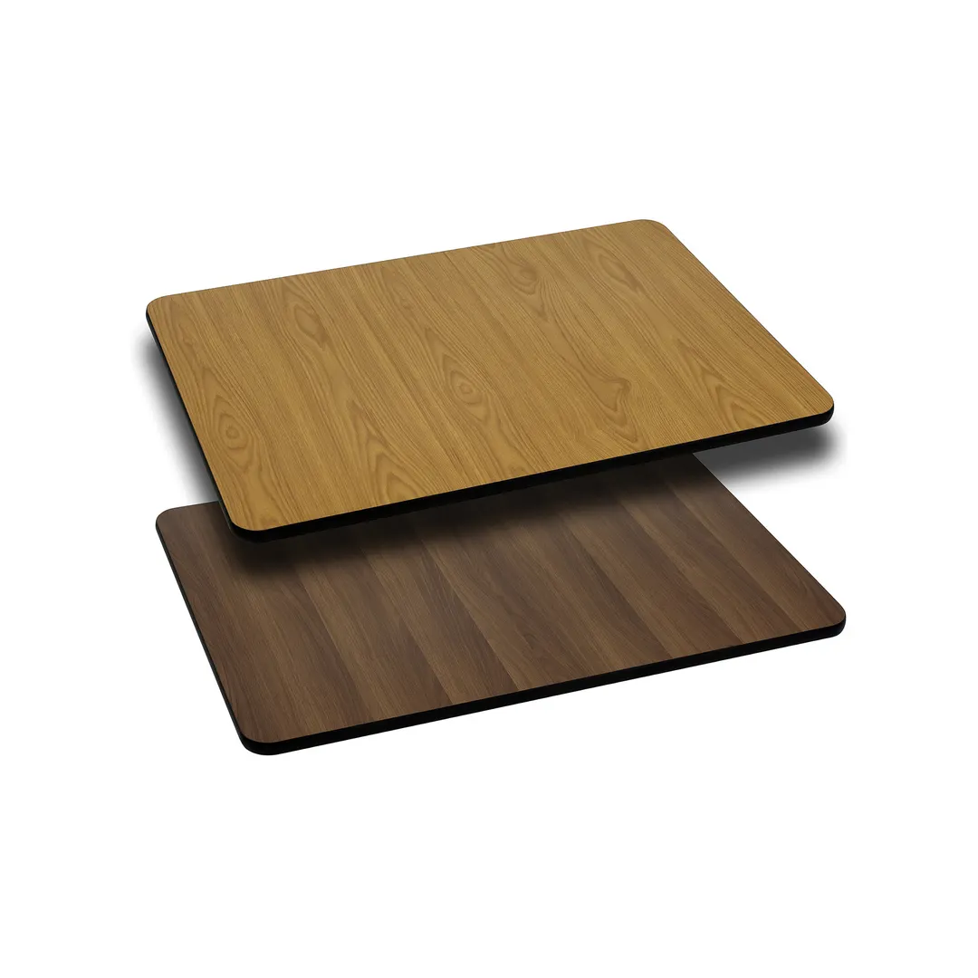 Flash Furniture XU-WNT-2430-GG Rectangular Laminate Table Top, 30" x 24", Reversible Natural/Walnut Finish