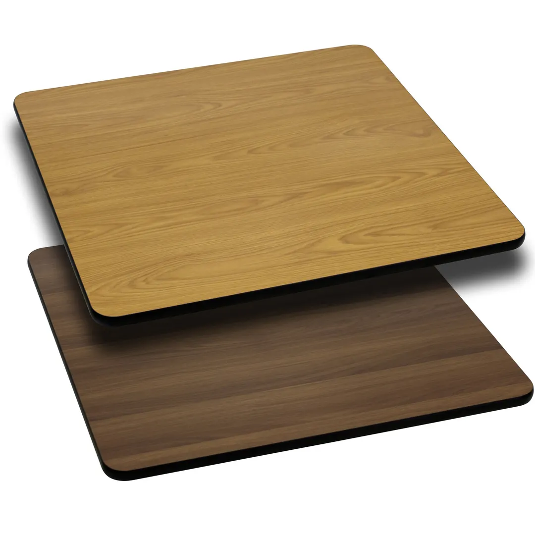 Flash Furniture XU-WNT-4242-GG 42x42 Square Laminate Table Top, Reversible Natural/Walnut Finish, T-Mold Edge