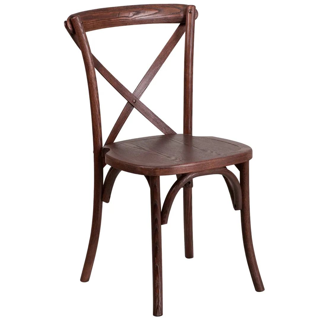 Flash Furniture XU-X-MAH-GG Hercules Series Stackable Chair, 400 lb. Capacity, Ash Wood, Mahogany Finish, Criss Cross Back
