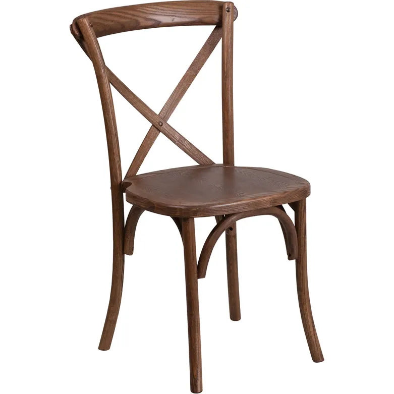 Flash Furniture XU-X-PEC-GG Hercules Series Stackable Chair, 400 lb, Criss Cross Back, Ash Wood, Pecan Finish