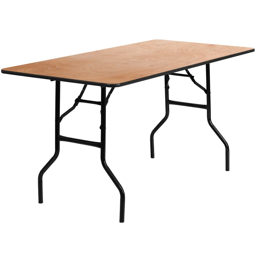 Flash Furniture YT-WTFT30X60-TBL-GG Folding Banquet Table, 60"W x 30"D x 30-1/4"H, 485 lbs, Rectangular Plywood Top, Black PVC Edge, Steel Legs