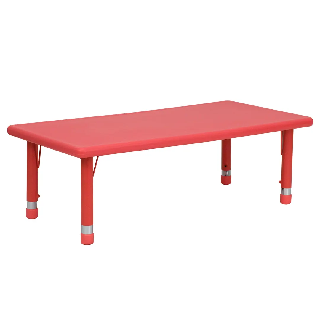 Flash Furniture YU-YCX-001-2-RECT-TBL-RED-GG Preschool Activity Table, 48"W x 24"D, Red Plastic Top, 220 lb Capacity