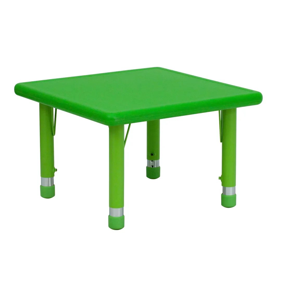 Flash Furniture YU-YCX-002-2-SQR-TBL-GREEN-GG 24x24 Plastic Activity Table, Green, 220 lb Capacity, Adjustable Height