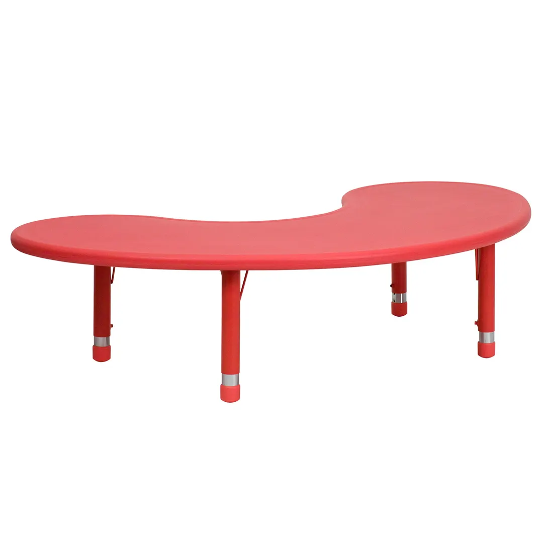 Flash Furniture YU-YCX-004-2-MOON-TBL-RED-GG Preschool Activity Table, 65"W x 35"D, Red Plastic Top, 220 lbs Capacity