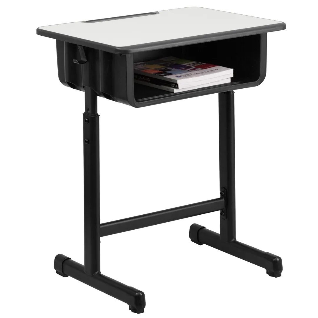Flash Furniture YU-YCY-046-GG Adjustable Height Student Desk, 23-5/8"W, Gray Laminate Top, Black Steel Frame