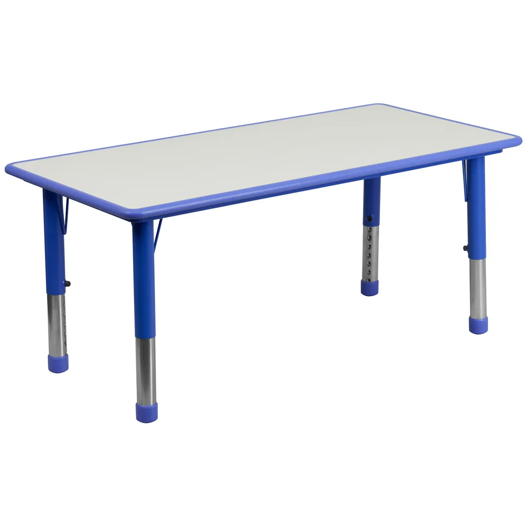 Flash Furniture YU-YCY-060-RECT-TBL-BLUE-GG 47" Rectangular Preschool Activity Table, 220 lb, Blue/Grey, Adjustable 14.5-23.5"H