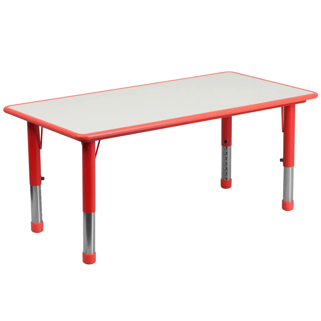 Flash Furniture YU-YCY-060-RECT-TBL-RED-GG 47" Rectangular Preschool Activity Table, 220 lb, Grey/Red, Adjustable 14-1/2" to 23-1/2" Height