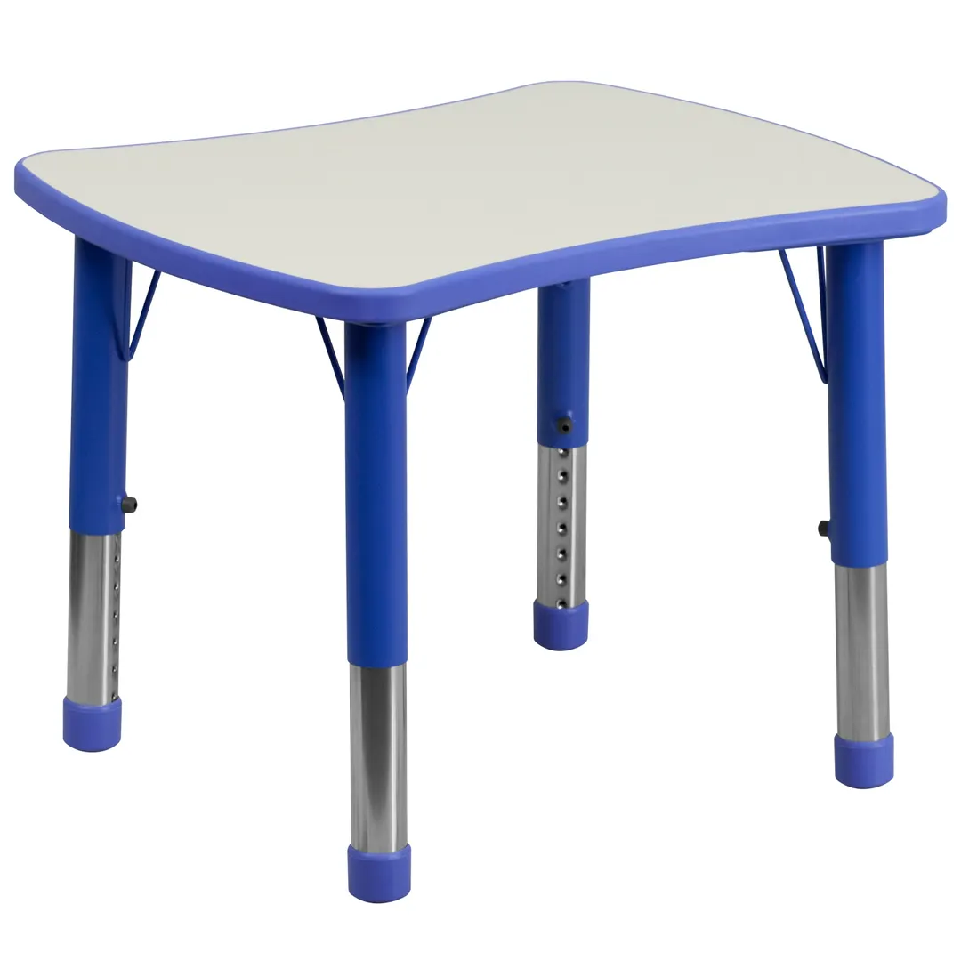 Flash Furniture YU-YCY-098-RECT-TBL-BLUE-GG Preschool Activity Table, 26.6"W x 21.9"D, 14.5"-23.5" Adjustable Height, 220 lbs Capacity
