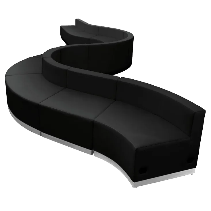 Flash Furniture ZB-803-400-SET-BK-GG Hercules Alon Series Reception Configuration, Modular, 195.5"W, LeatherSoft Upholstery, Black