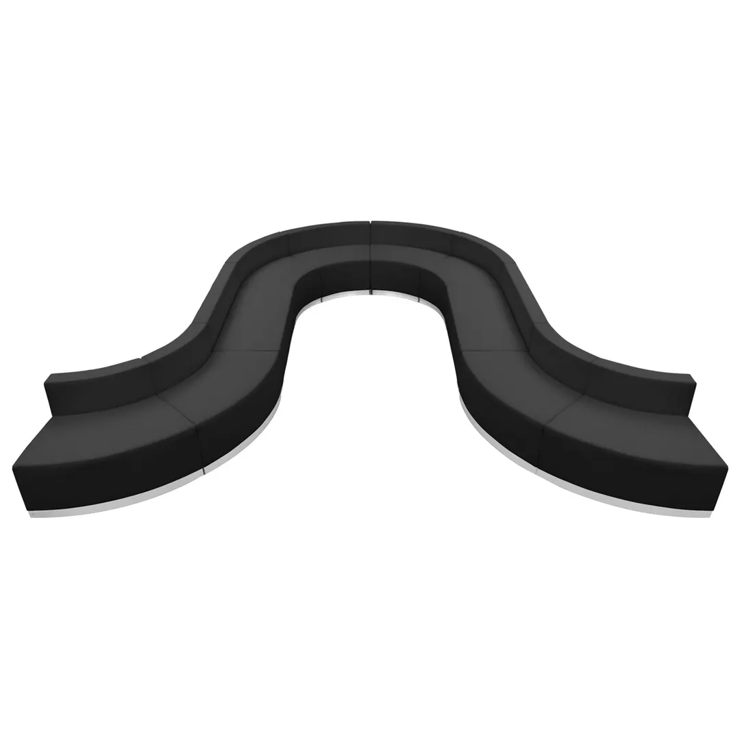 Flash Furniture ZB-803-450-SET-BK-GG Hercules Alon Series Modular Reception Configuration, 158-1/2"W, LeatherSoft Upholstery, Black