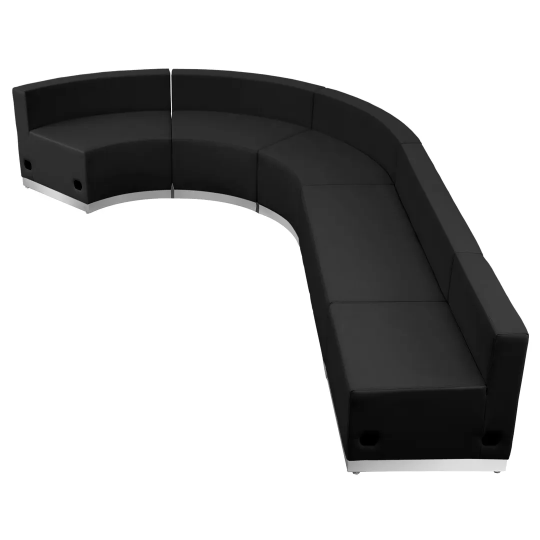 Flash Furniture ZB-803-470-SET-BK-GG Hercules Alon Series Reception Configuration, 129"W, LeatherSoft Upholstery, Black