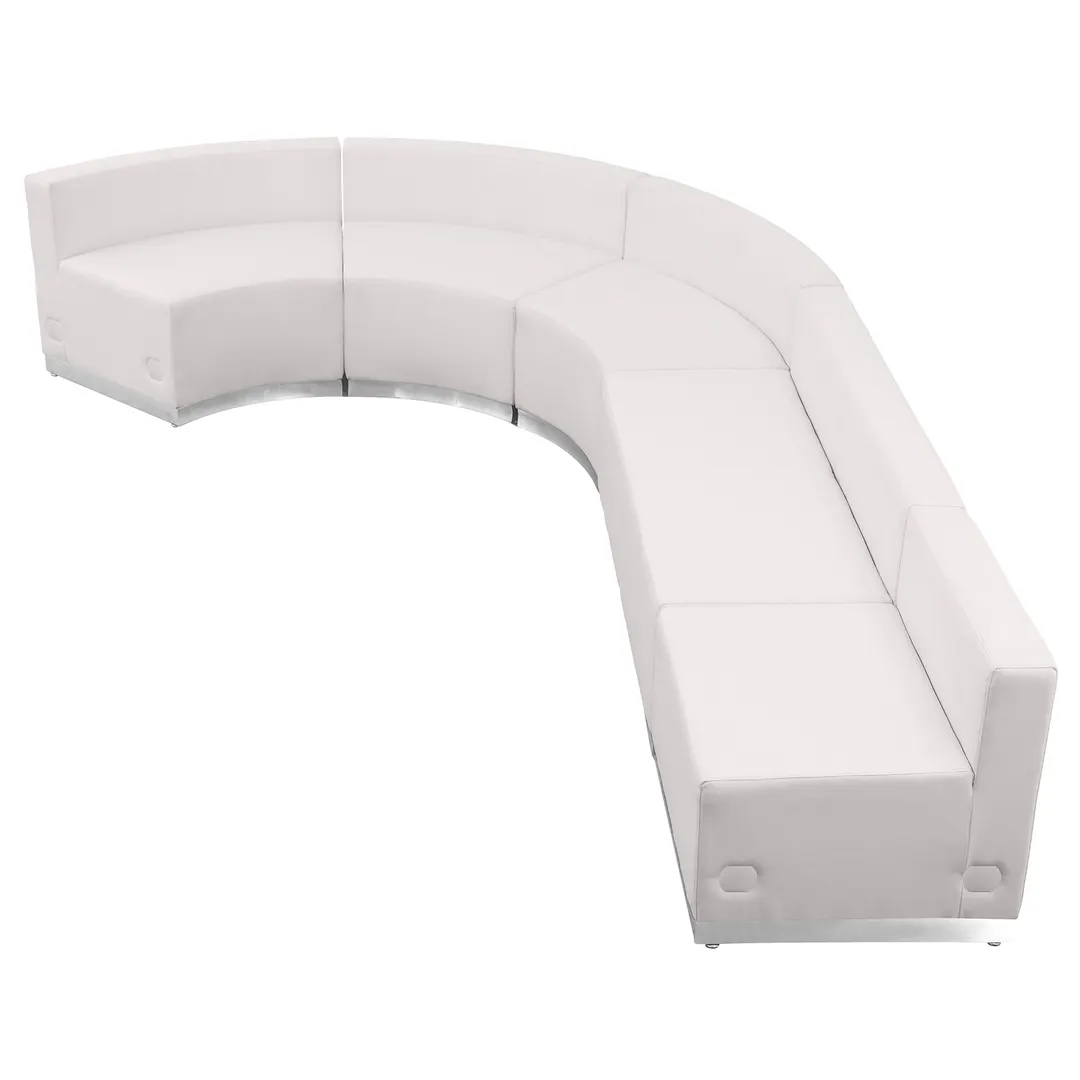 Flash Furniture ZB-803-470-SET-WH-GG Hercules Alon Series Reception Configuration, 129"W, LeatherSoft Upholstery, White