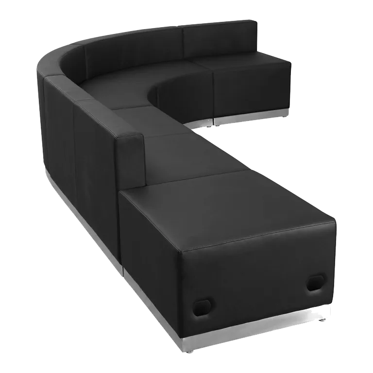 Flash Furniture ZB-803-610-SET-BK-GG Hercules Alon Series Modular Reception Sofa Set, 78W, LeatherSoft Upholstery, Black