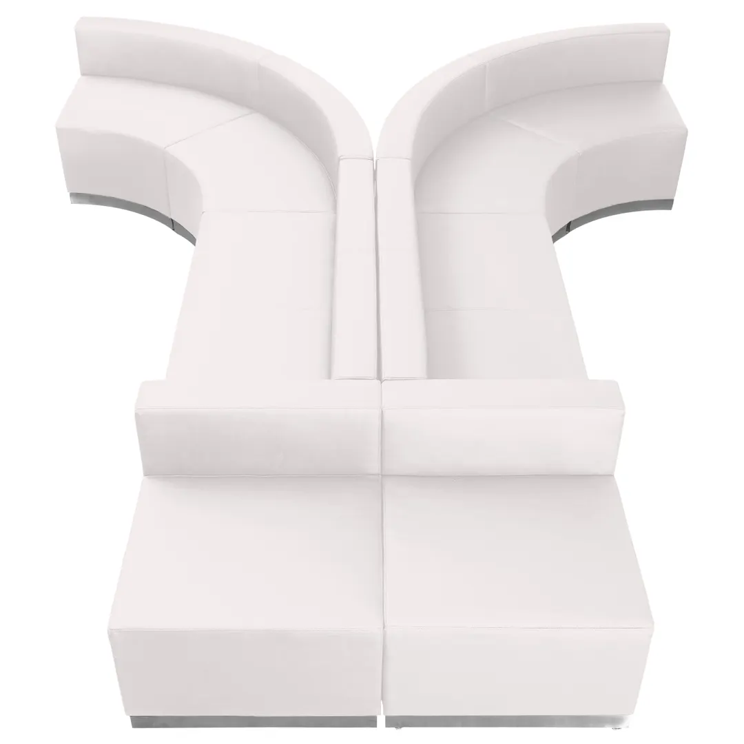 Flash Furniture ZB-803-620-SET-WH-GG Hercules Alon Series Reception Configuration, 105"W, LeatherSoft Upholstery, White, Modular, Brushed Stainless Steel Base
