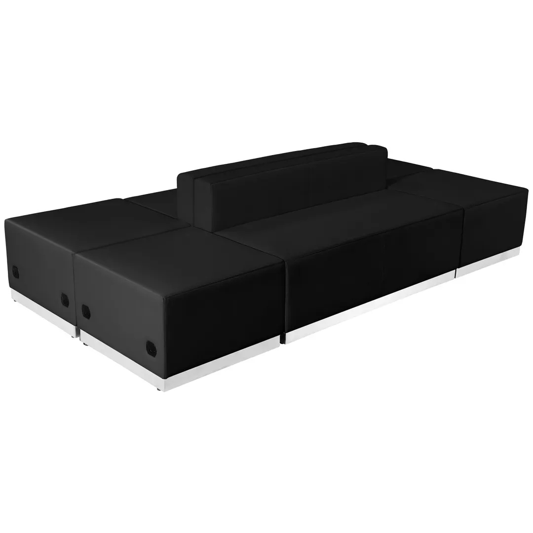 Flash Furniture ZB-803-690-SET-BK-GG Hercules Alon Reception Sofa Set, 102.5W, LeatherSoft Upholstery, Black, Modular Design