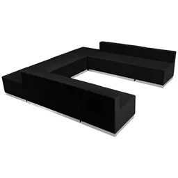 Flash Furniture ZB-803-710-SET-BK-GG Hercules Alon Series Reception Configuration, 102.5"W, LeatherSoft Upholstery, Black