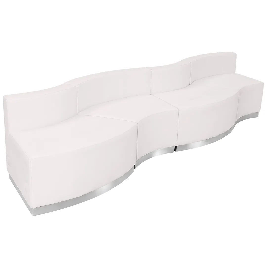 Flash Furniture ZB-803-730-SET-WH-GG Hercules Alon Reception Configuration, 131.5W, LeatherSoft Upholstery, White