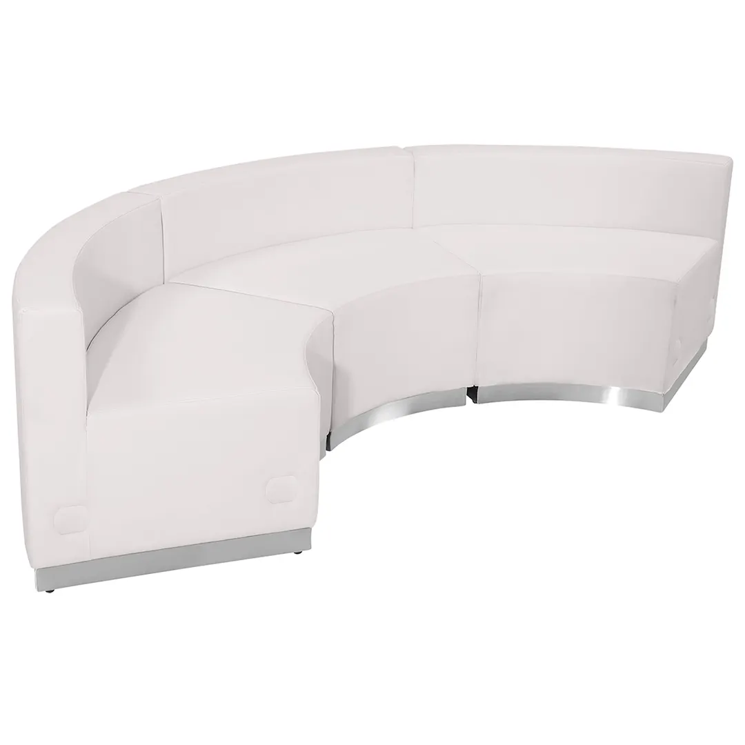 Flash Furniture ZB-803-740-SET-WH-GG Hercules Alon Series White Leather Configuration Sofa Set, 97W, LeatherSoft Upholstery, Brushed Stainless Steel Base