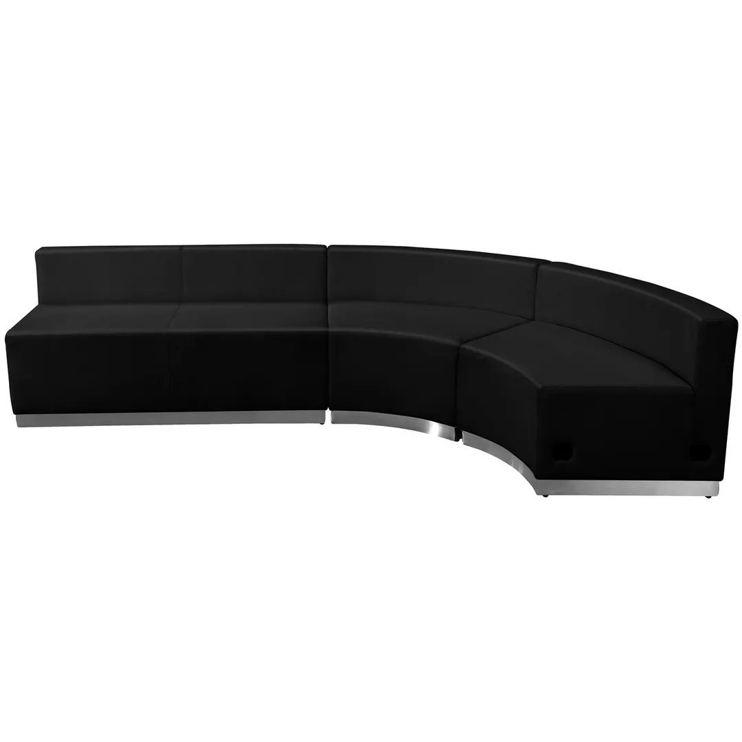 Flash Furniture ZB-803-750-SET-BK-GG Hercules Alon Series Modular Reception Sofa Set, 103.5W, LeatherSoft Upholstery, Black