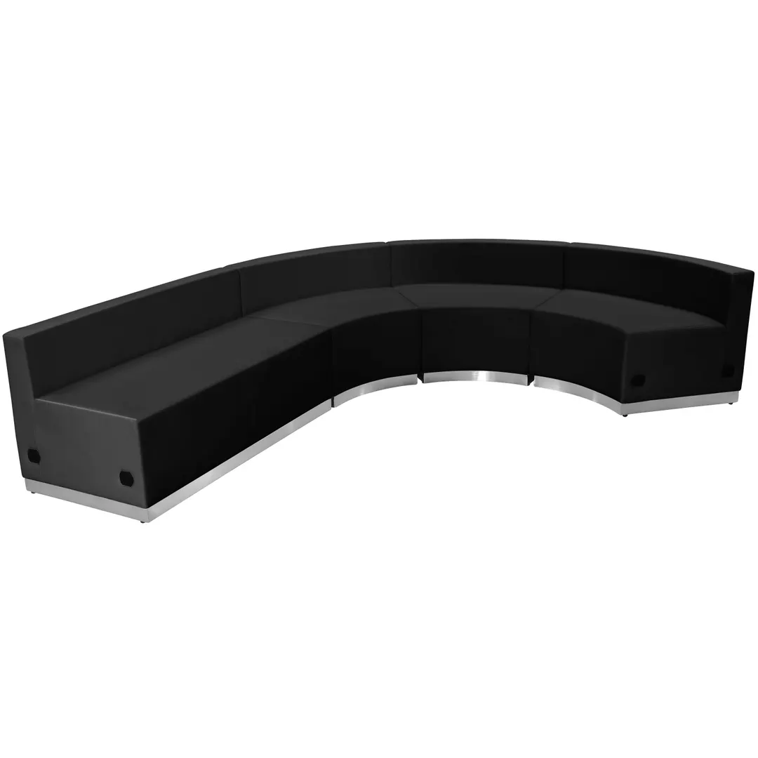 Flash Furniture ZB-803-760-SET-BK-GG Hercules Alon Series Reception Configuration, 103.5W x 25.25D x 27H, LeatherSoft Upholstery, Black