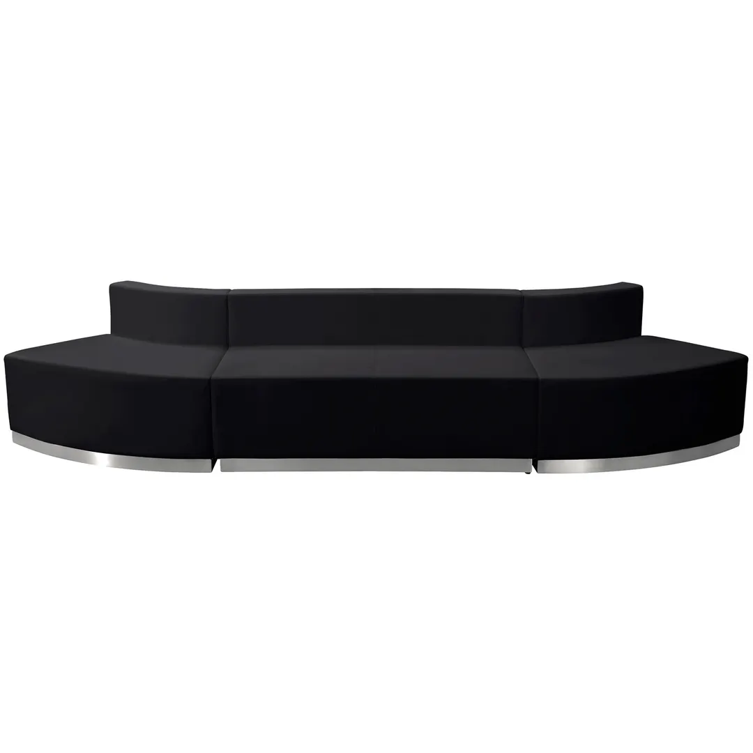 Flash Furniture ZB-803-780-SET-BK-GG Hercules Alon Series Reception Configuration, Modular, 125.5W x 25.25-33.5D x 27H, LeatherSoft Upholstery, Black