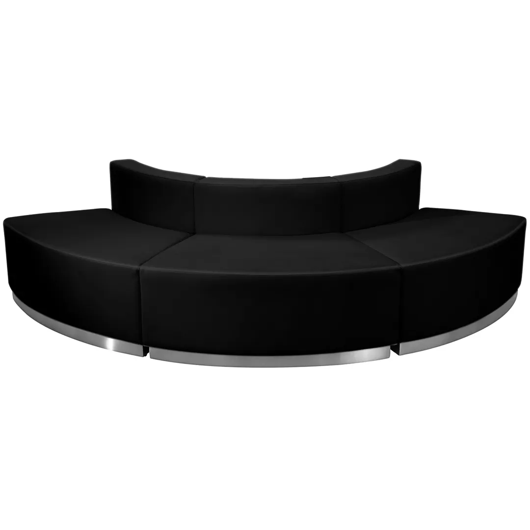 Flash Furniture ZB-803-800-SET-BK-GG Hercules Alon Series Reception Configuration, 97"W, LeatherSoft Upholstery, Black, Modular, Brushed Stainless Steel Base