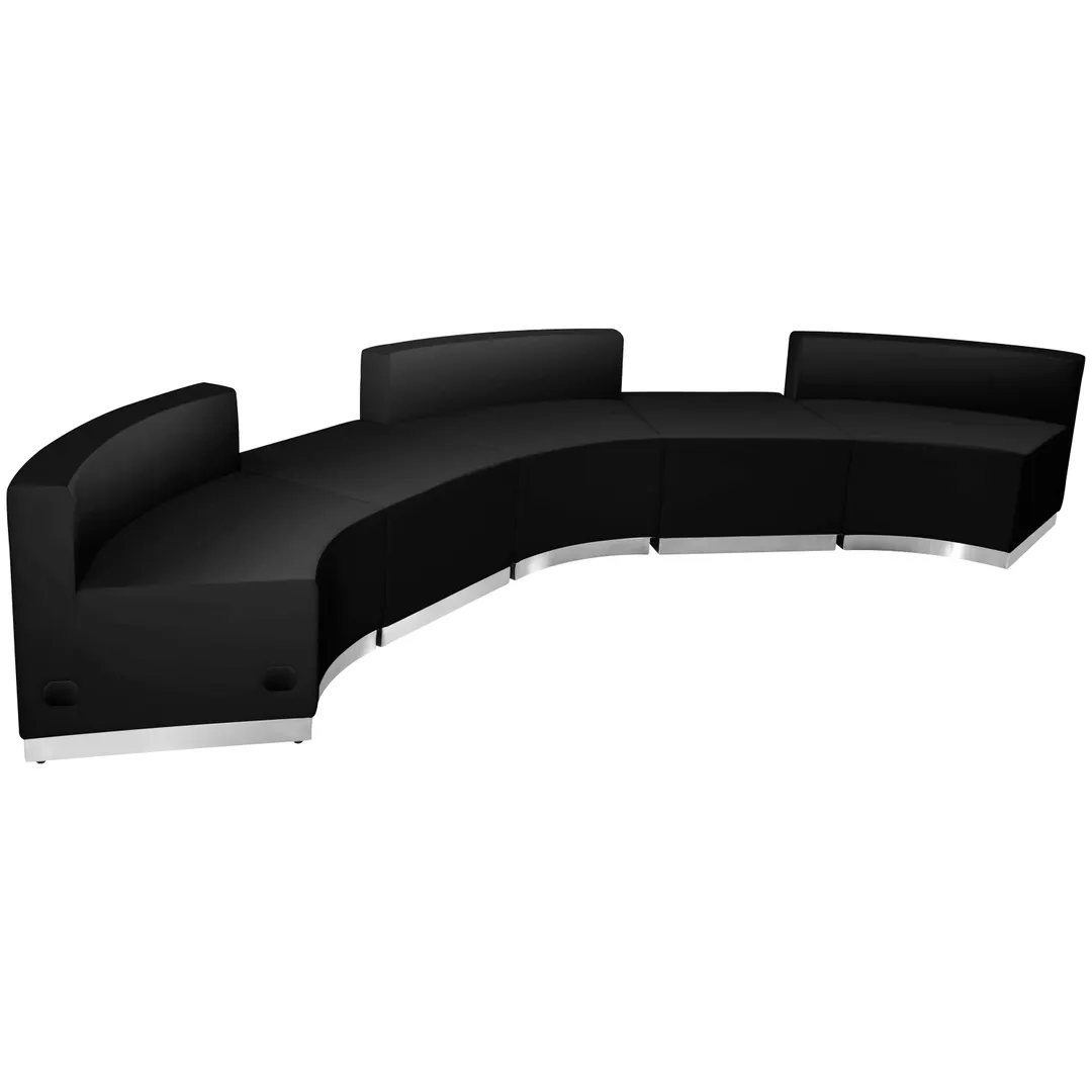 Flash Furniture ZB-803-810-SET-BK-GG Hercules Alon Series Reception Configuration, 144"W, LeatherSoft Upholstery, Black