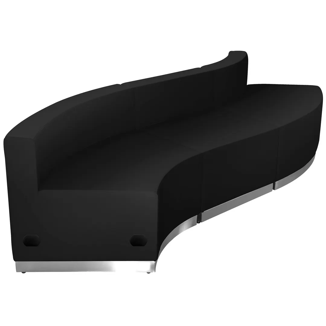 Flash Furniture ZB-803-830-SET-BK-GG Hercules Alon Series Reception Configuration, Modular, 99.5W x 25.25-30.5D x 27H, LeatherSoft Upholstery, Black