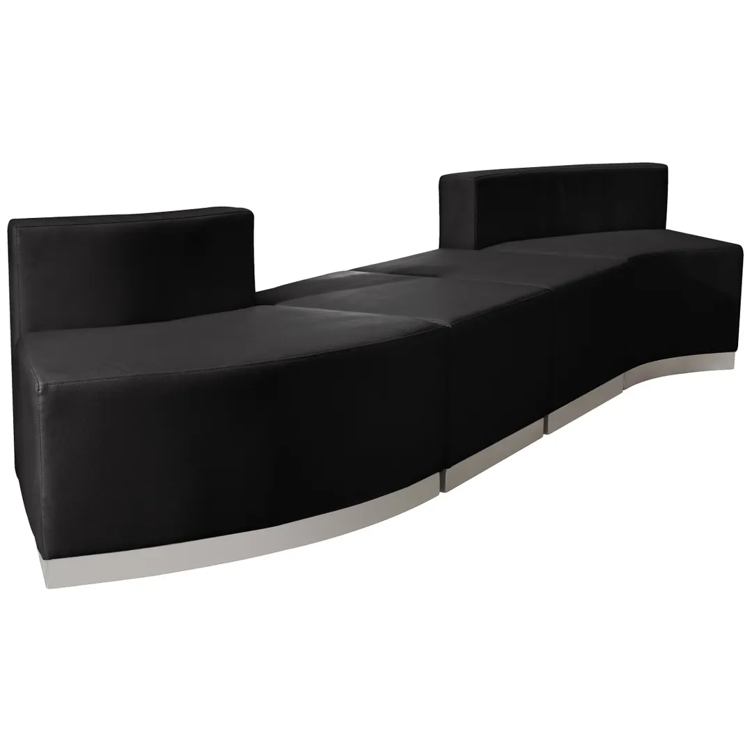 Flash Furniture ZB-803-860-SET-BK-GG Hercules Alon Series Reception Configuration, 100"W, LeatherSoft Upholstery, Black