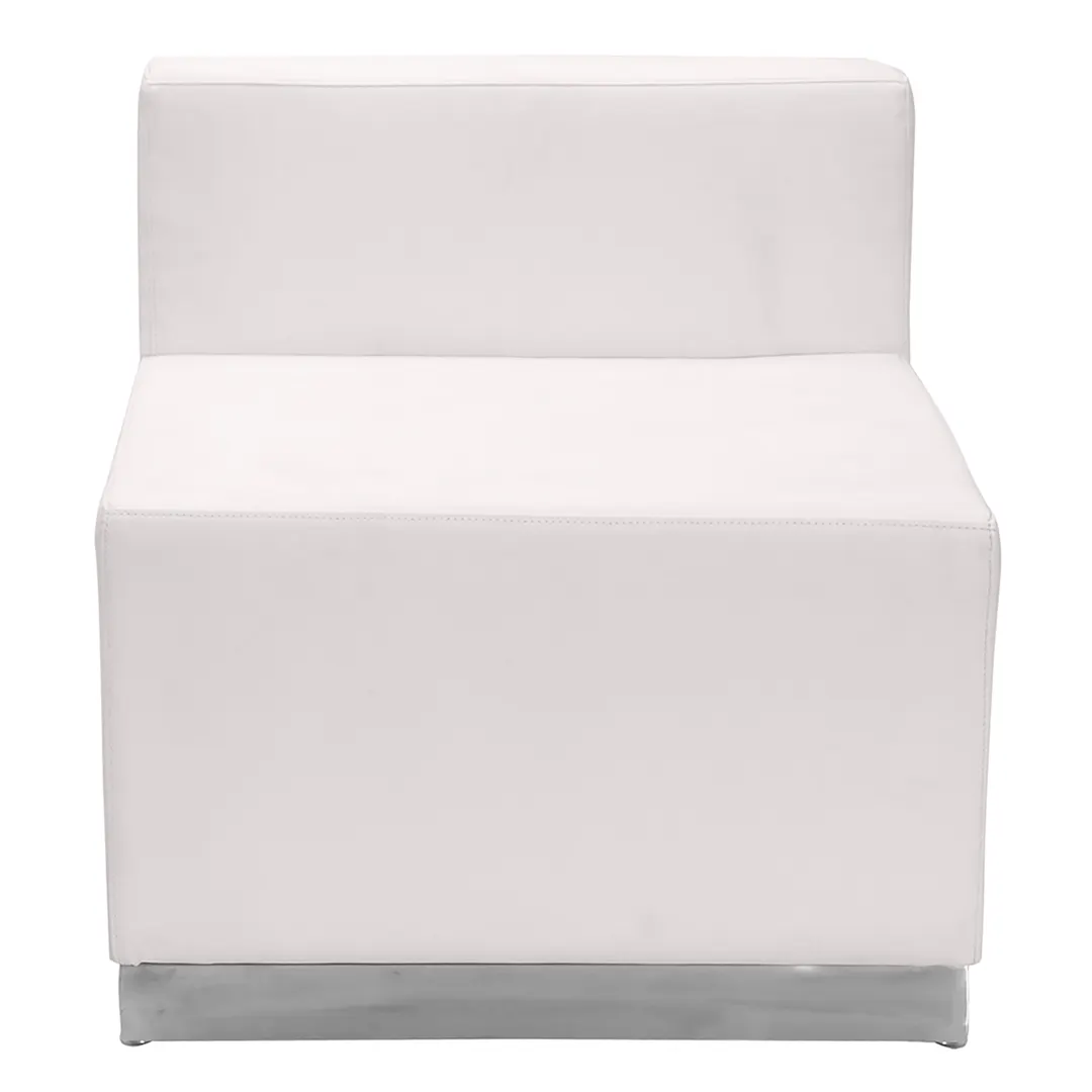 Flash Furniture ZB-803-CHAIR-WH-GG Hercules Alon Series Modular Chair, LeatherSoft Upholstery, White, Brushed Stainless Steel Base