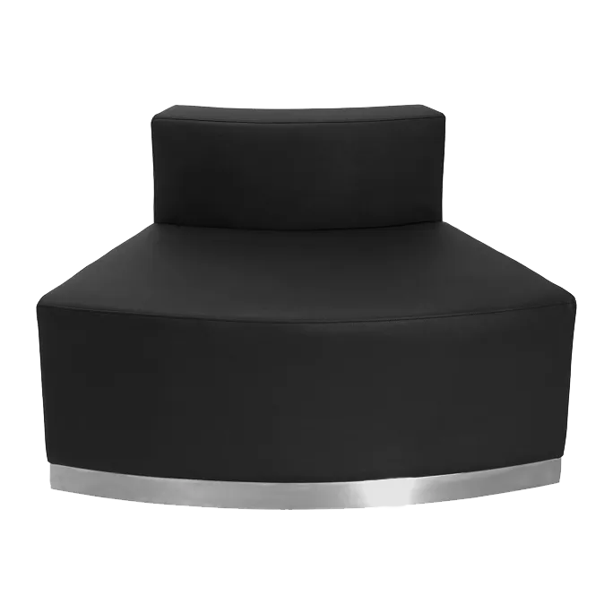 Flash Furniture ZB-803-OUTSEAT-BK-GG Hercules Alon Convex Chair, Modular, Black LeatherSoft Upholstery, Brushed Stainless Steel