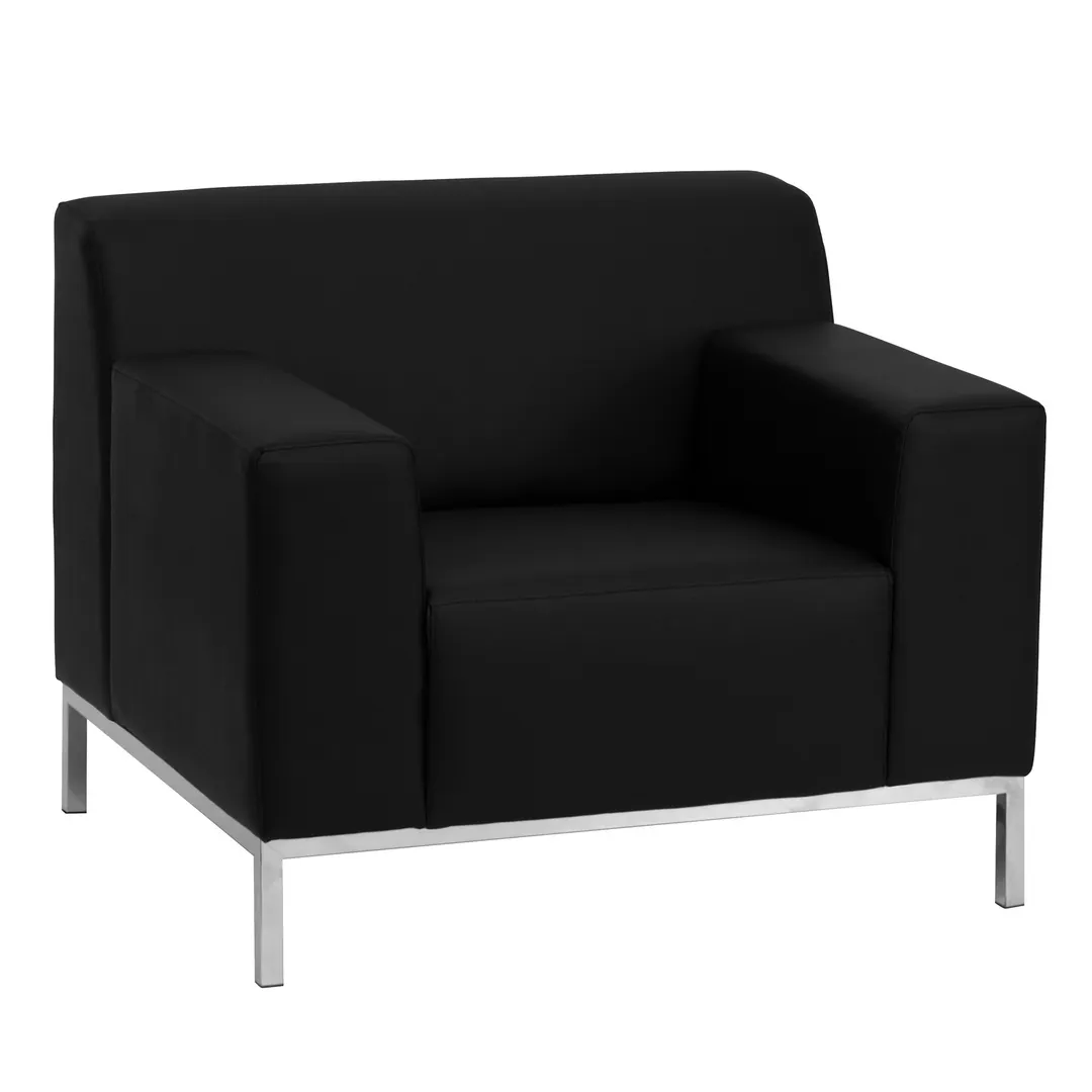 Flash Furniture ZB-DEFINITY-8009-CHAIR-BK-GG Hercules Definity Series Chair, LeatherSoft Upholstery, Black, Stainless Steel Frame