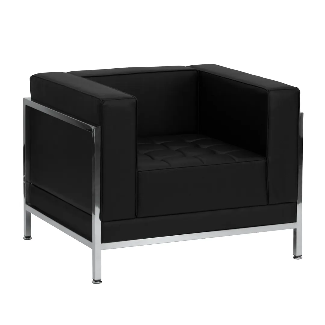 Flash Furniture ZB-IMAG-CHAIR-GG Hercules Imagination Series LeatherSoft Upholstered Chair, Black, Stainless Steel Accent